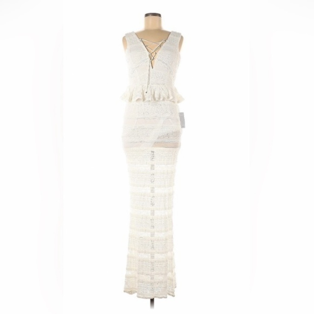 NWT Foxiedox White Lace Sheer Maxi Dress Size Small